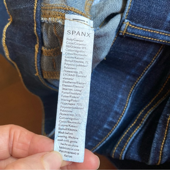 SPANX Women’s Cotton Denim Flare Jeans Pull-On Size MEDIUM 33”L - Picture 6 of 11